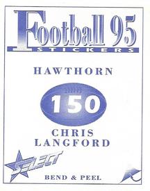 1995 Select AFL Stickers #150 Chris Langford Back